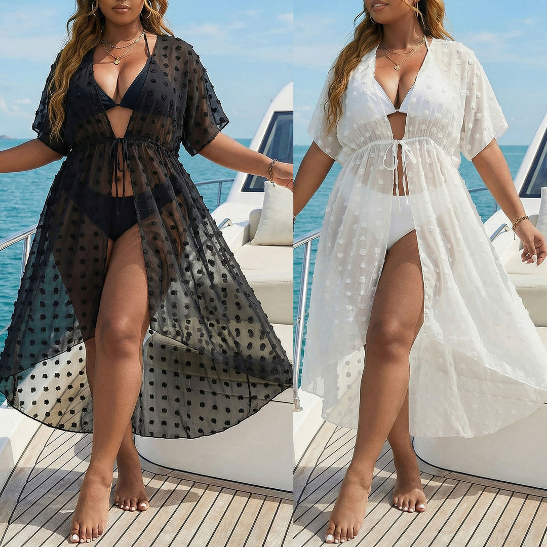 Women's transparent beach cover-up with fashionable lace pattern Mune Fashion