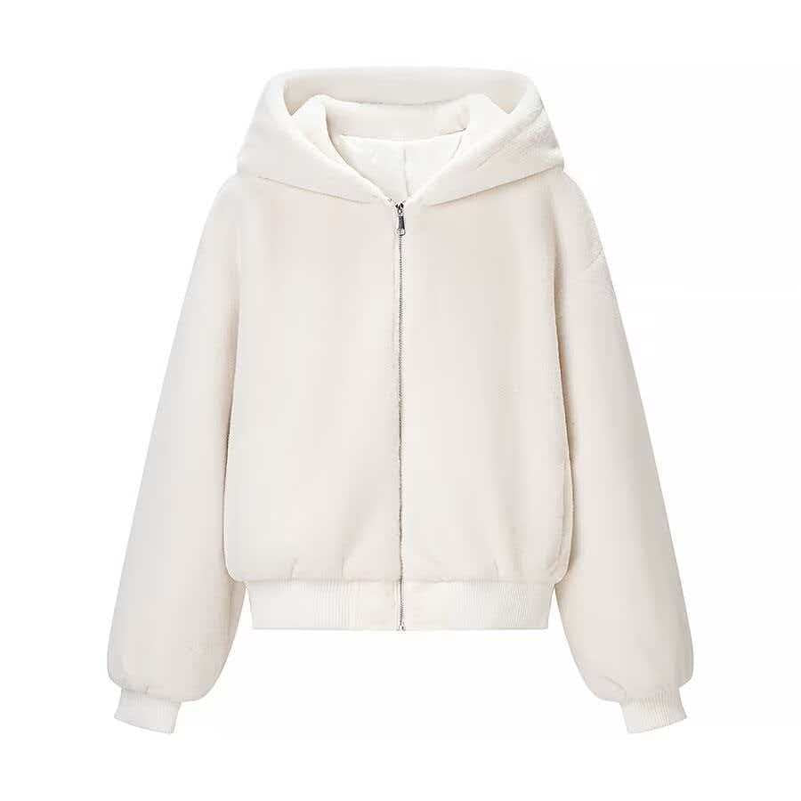 Ladies reversible hooded blouse with plush and fleece side Mune Fashion