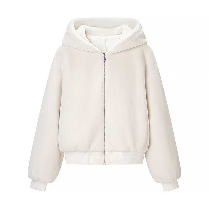 Ladies reversible hooded blouse with plush and fleece side Mune Fashion
