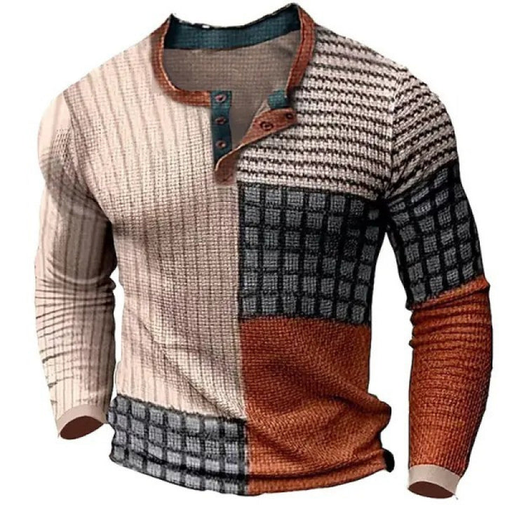 Men's sporty long-sleeve shirt with button placket Mune Fashion
