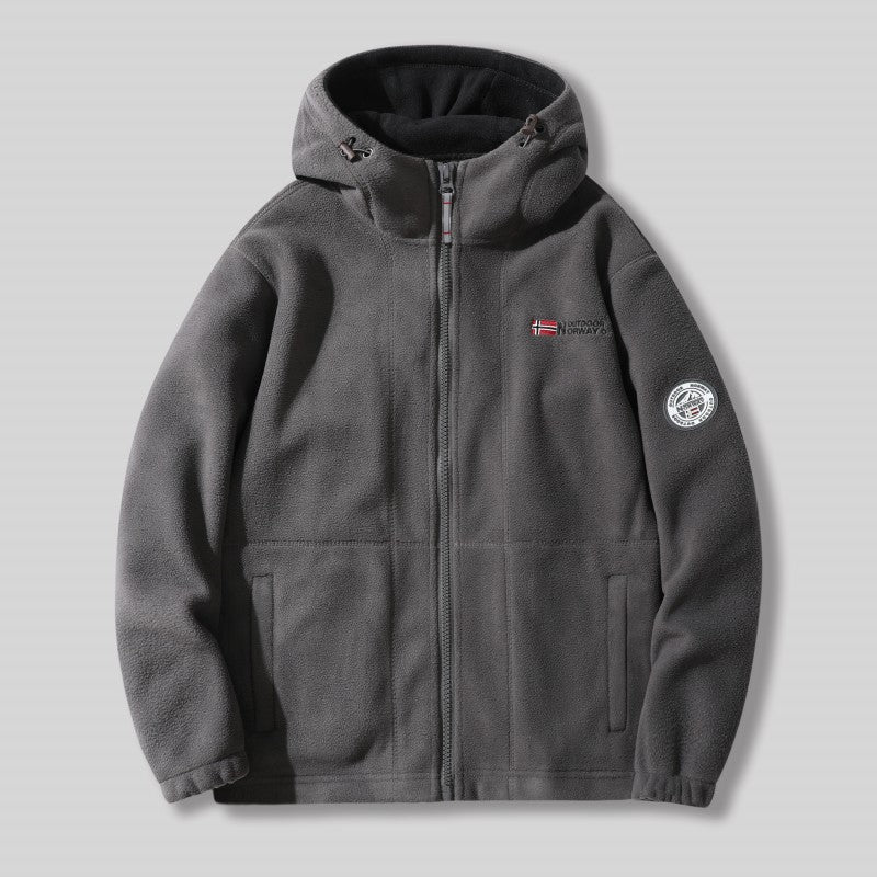 Men's fleece hooded jacket with teddy lining, full zip and utility pockets Mune Fashion
