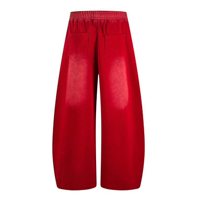 Ladies Wide Palazzo Culotte Pants with Integrated Tie Belt and Star Graphic Mune Fashion