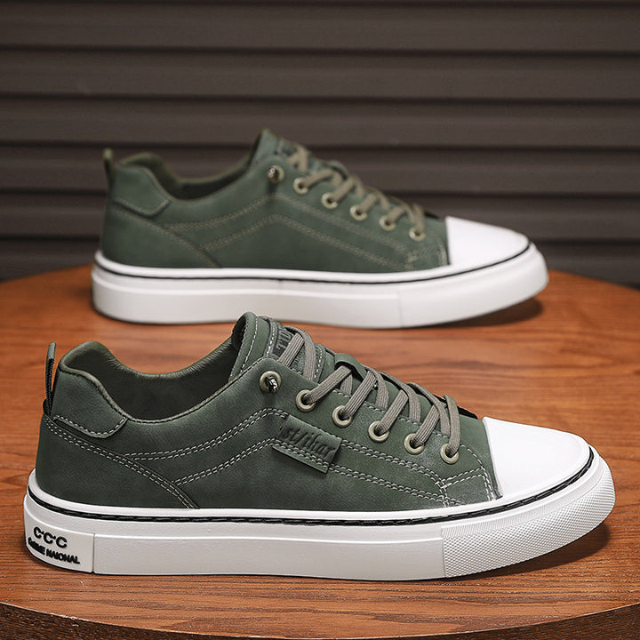 Men's classic low-top sneakers in canvas look with reinforced toe cap and padded comfort insole Mune Fashion