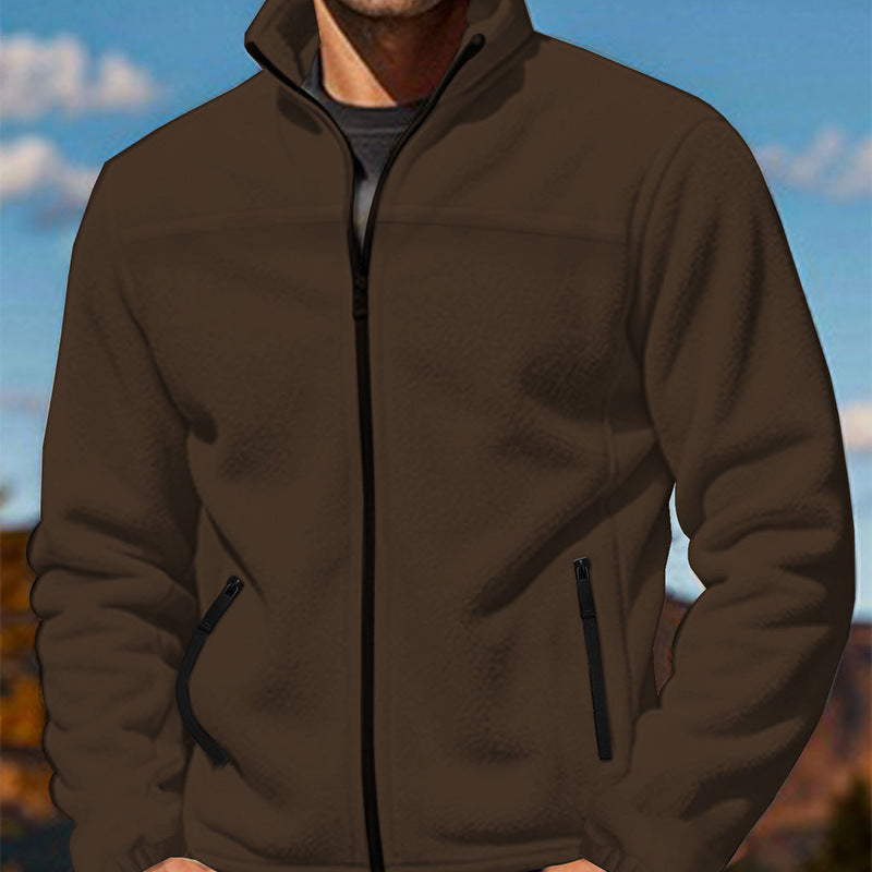 Men's fleece transitional jacket with stand-up collar, full zipper and zippered pockets Mune Fashion