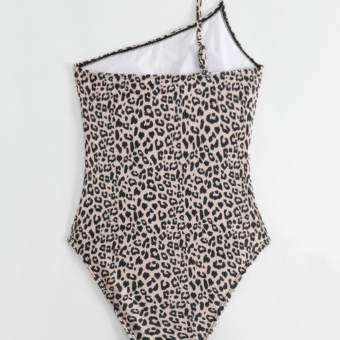 Women's One-Shoulder Swimsuit with Stylish Animal Print and Feminine Gatherings Mune Fashion