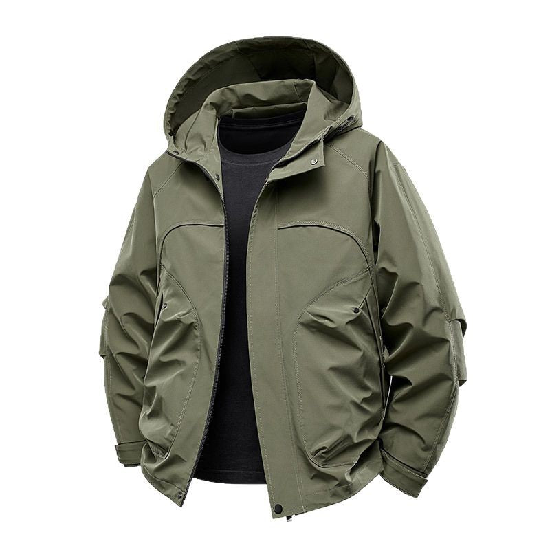 Men's technical softshell utility jacket with hood water-repellent and multifunction pockets Mune Fashion