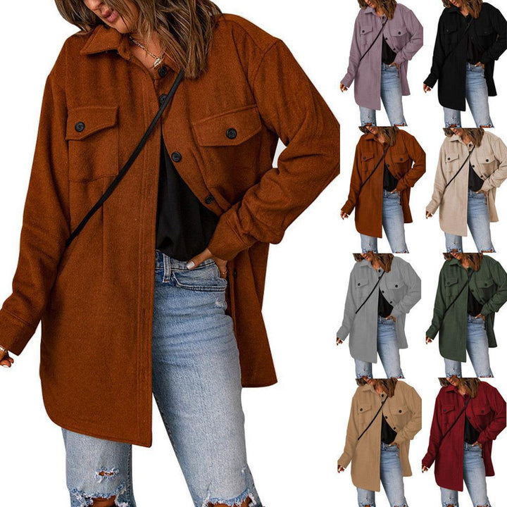Ladies Oversize Shirt Jacket with Breast Flaps and Long Cut Mune Fashion