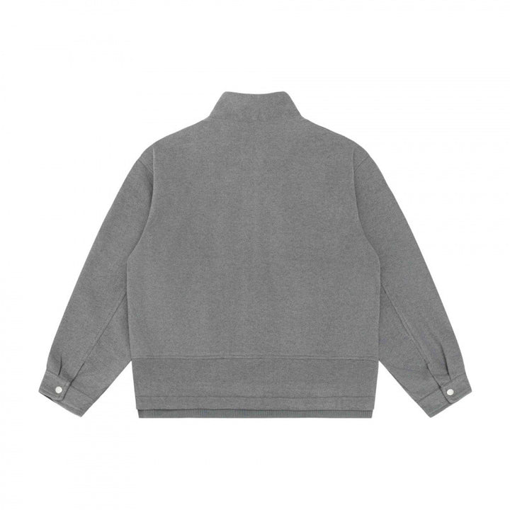Men's short-cut boxy blouson made of wool blend with stand-up collar, metal zipper and concealed side pockets Mune Fashion
