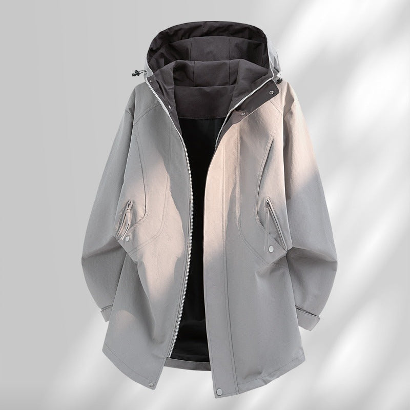 Men's Water-Repellent Oversized Utility Transitional Jacket with Hood and Concealed Two-Way Zipper Mune Fashion