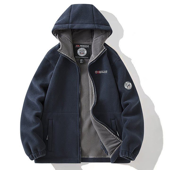 Unisex hooded fleece jacket with warming microfleece lining and zipper Mune Fashion