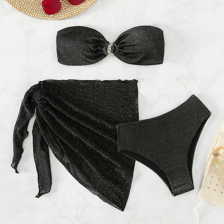 Women Glamorous Bandeau Bikini with Glitter Details Mune Fashion