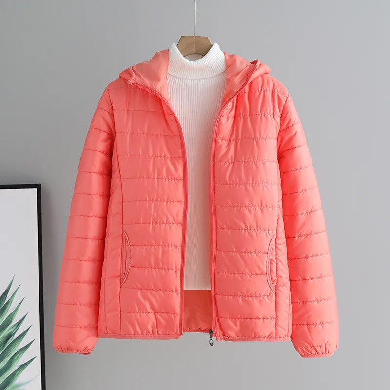 Women's padded hoodie jacket with light thermal filling and hidden zipper Mune Fashion