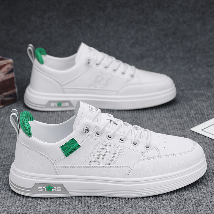 Men's minimalist faux leather sneakers with ventilated toe perforation and padded heel loop Mune Fashion