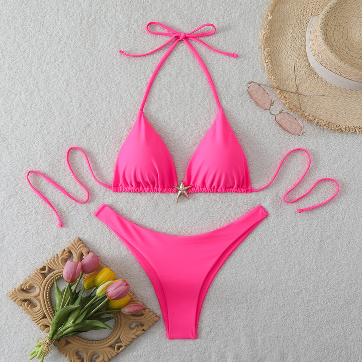Women's Triangle Bikini with Fashionable Star Detail Mune Fashion