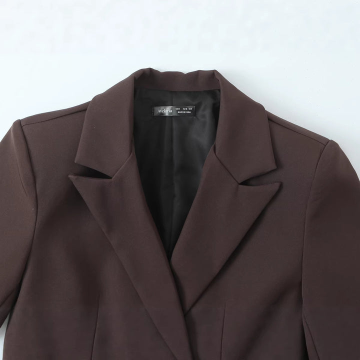 Women's Cropped Blazer with Double Button, Tailored Fit and Narrow Lapel Mune Fashion