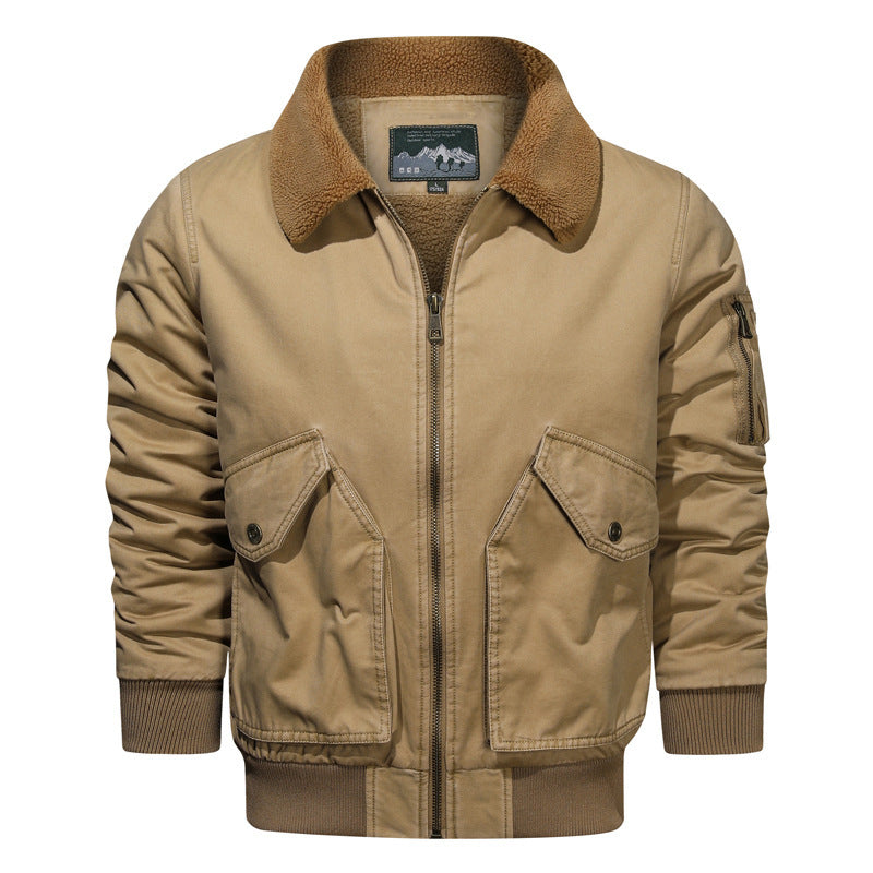 Men's pilot blouson in canvas utility style with sherpa collar and sleeve pocket Mune Fashion