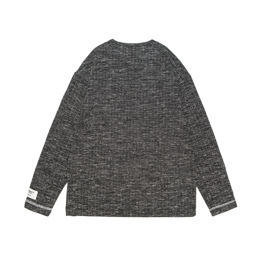 Unisex Ribbed Henley Sweater with Button Placket and Oversized Silhouette Mune Fashion