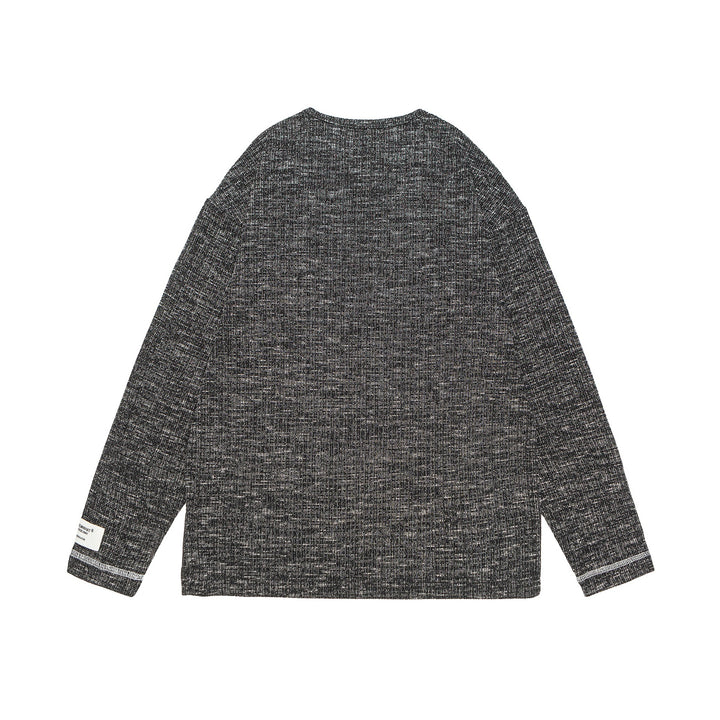 Unisex Ribbed Henley Sweater with Button Placket and Oversized Silhouette Mune Fashion