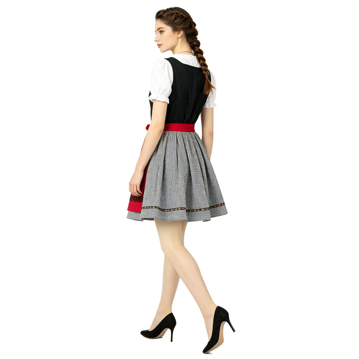 Ladies' traditional dirndl dress with heart neckline, laced bodice, and decorative apron Mune Fashion