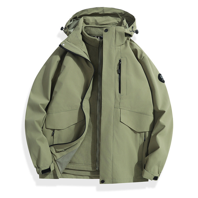 Men's Lightweight Softshell Rain Jacket with Detachable Fleece Lining, Sealed Seams and Multifunctional Pockets Mune Fashion