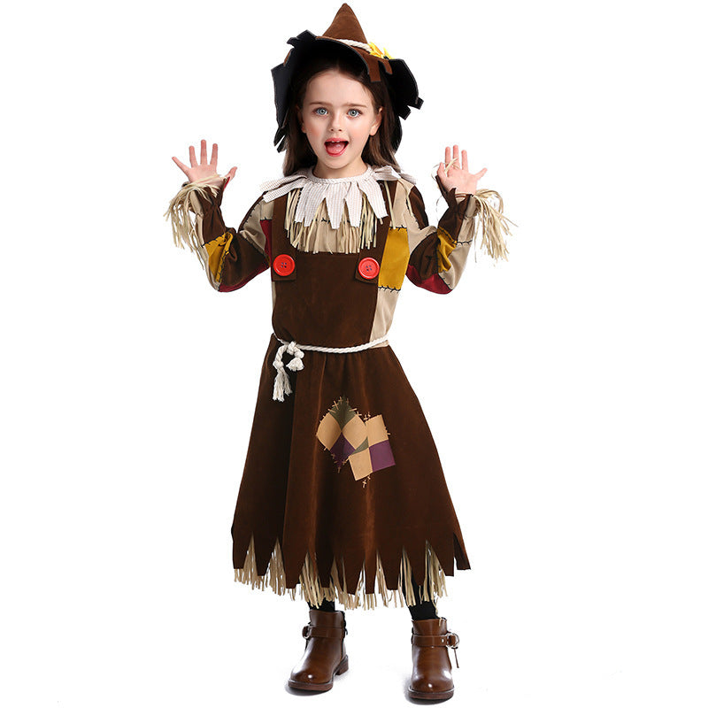 Girls Barn Dweller Costume with Fringed Details and Agriculture Accents Mune Fashion