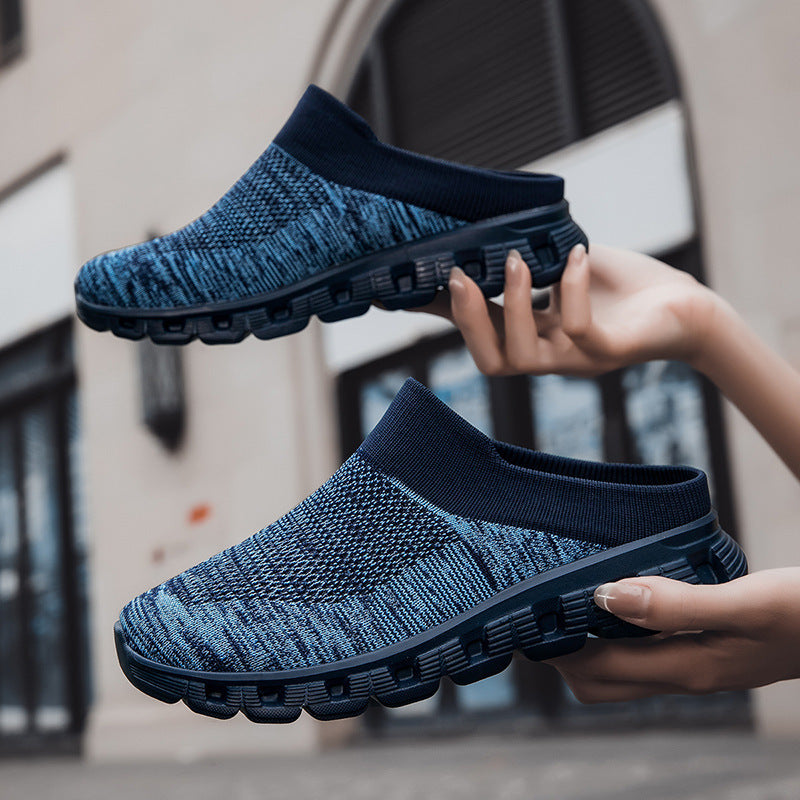 Unisex nan lighter travel slip-on mule with perforated air chamber sole and sock-like knitted shaft Mune Fashion