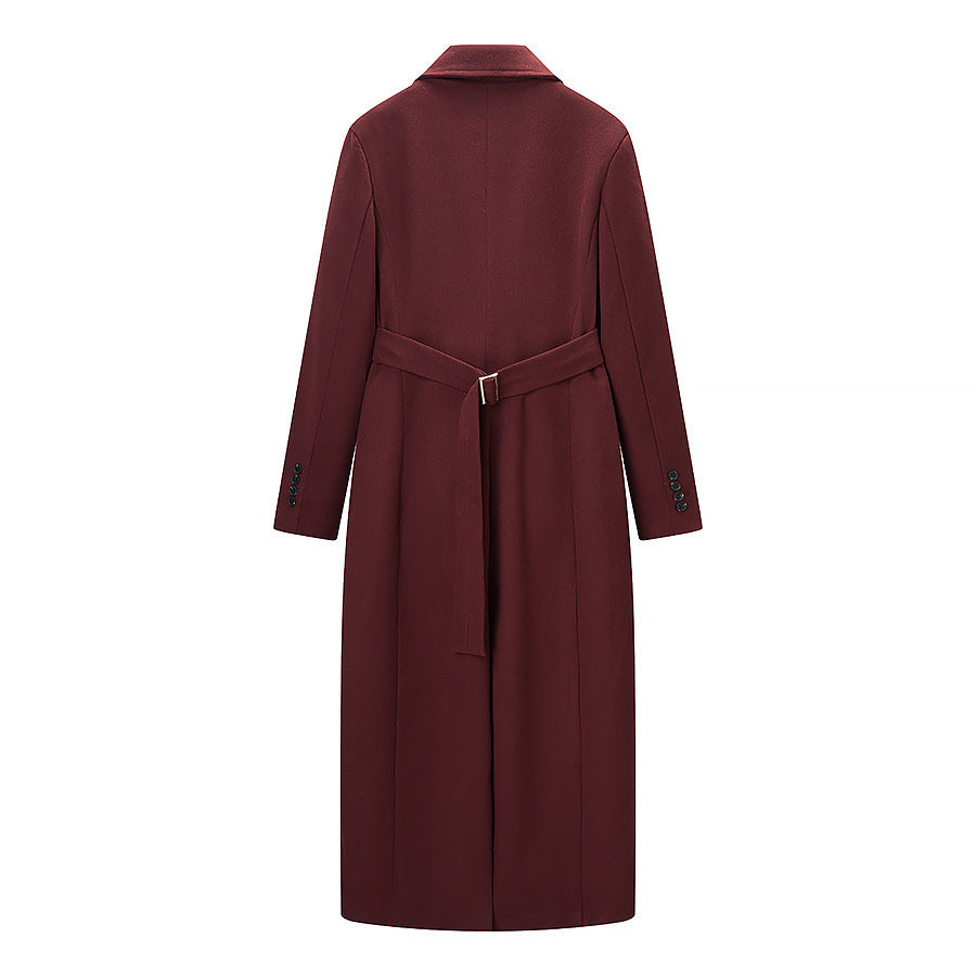 Women Longline Coat with tailored silhouette, structured lapel, and vent Mune Fashion