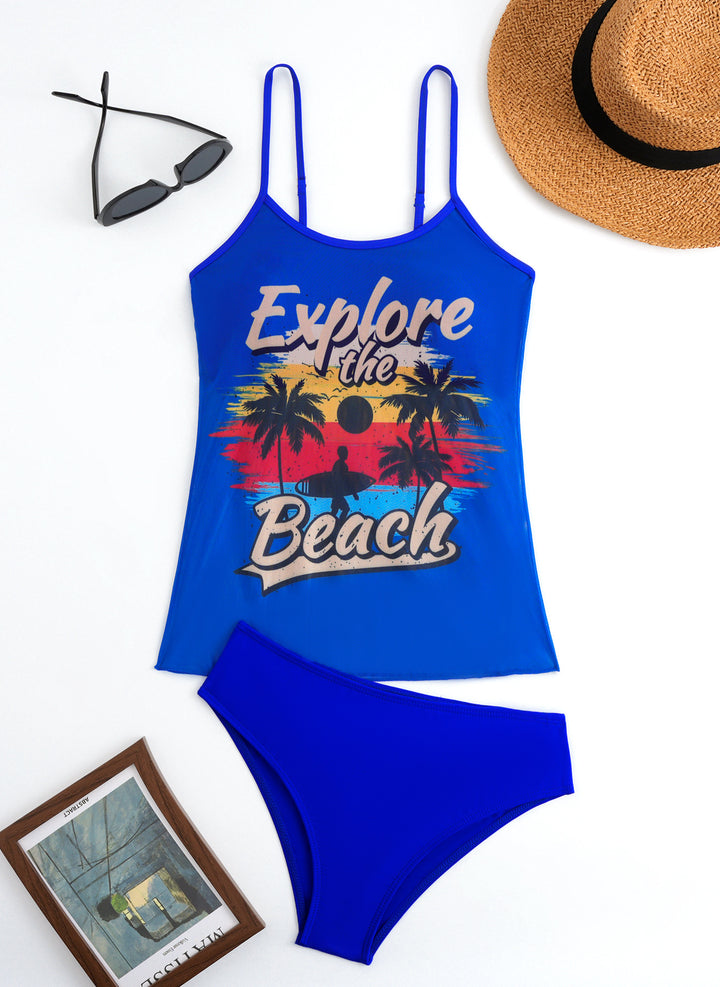 Women's Sporty Tankini Set with Trendy Print Mune Fashion