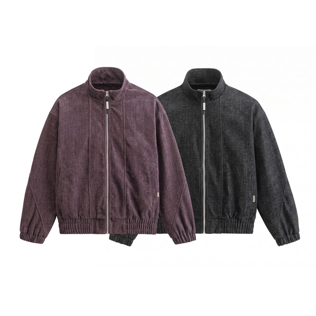 Unisex Boxy Bomber Jacket made of structured denim look with high standing collar Mune Fashion