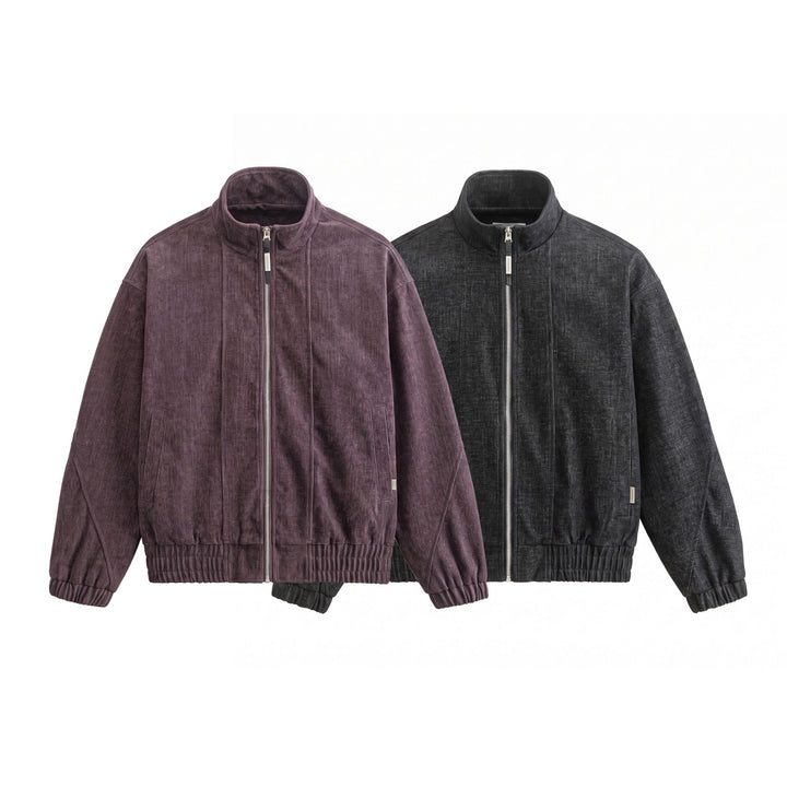 Unisex Boxy Bomber Jacket made of structured denim look with high standing collar Mune Fashion