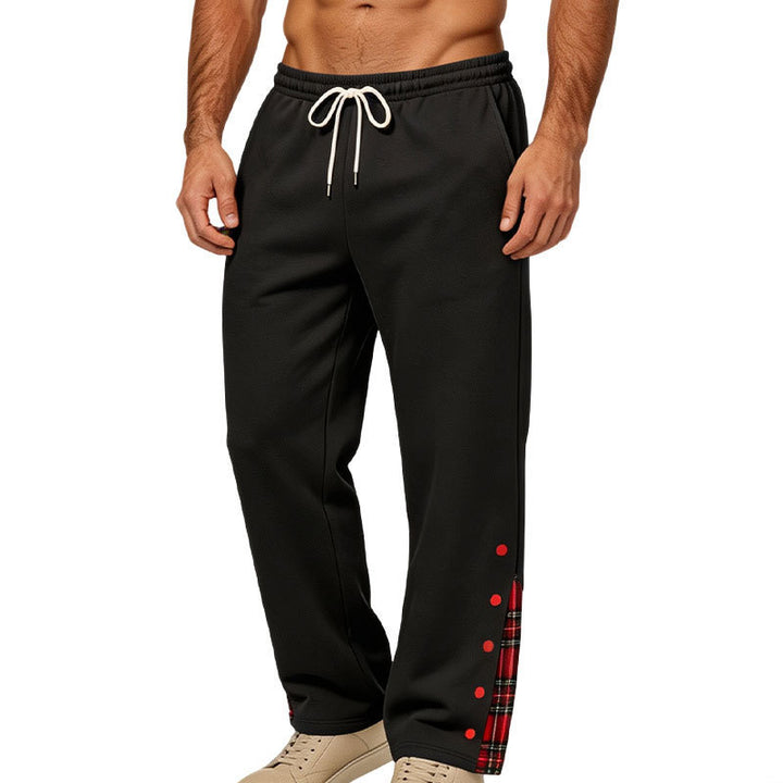 Men's wide jogging pants with check trim and snap button detail Mune Fashion