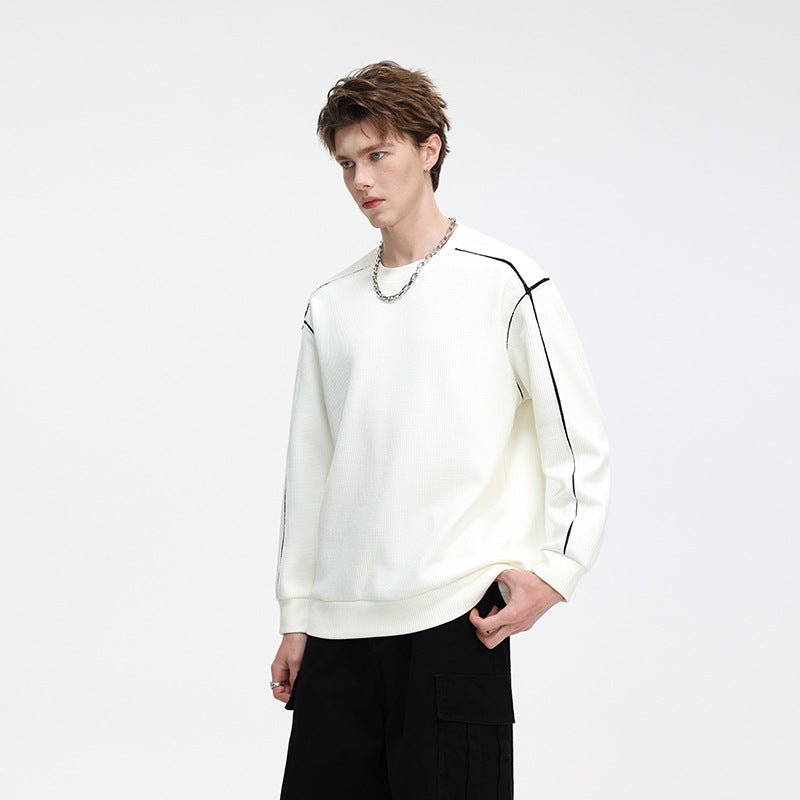 Men's Oversize Ribbed Long Sleeve Shirt with Contrast Seams Mune Fashion