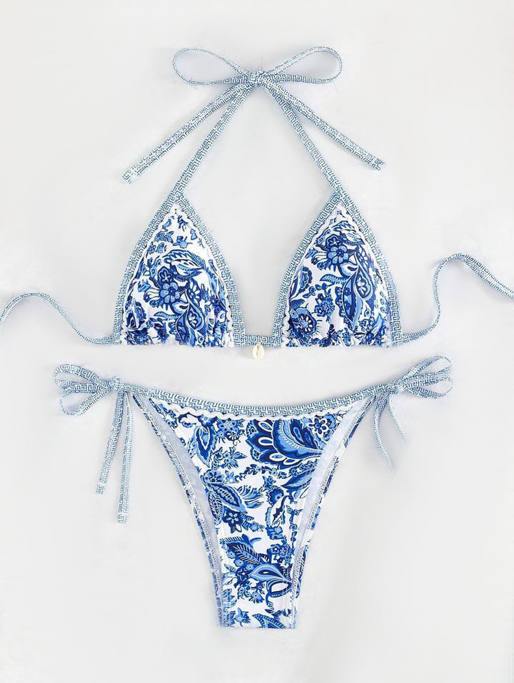 Ladies Triangle Bikini with Floral Vintage Pattern Mune Fashion