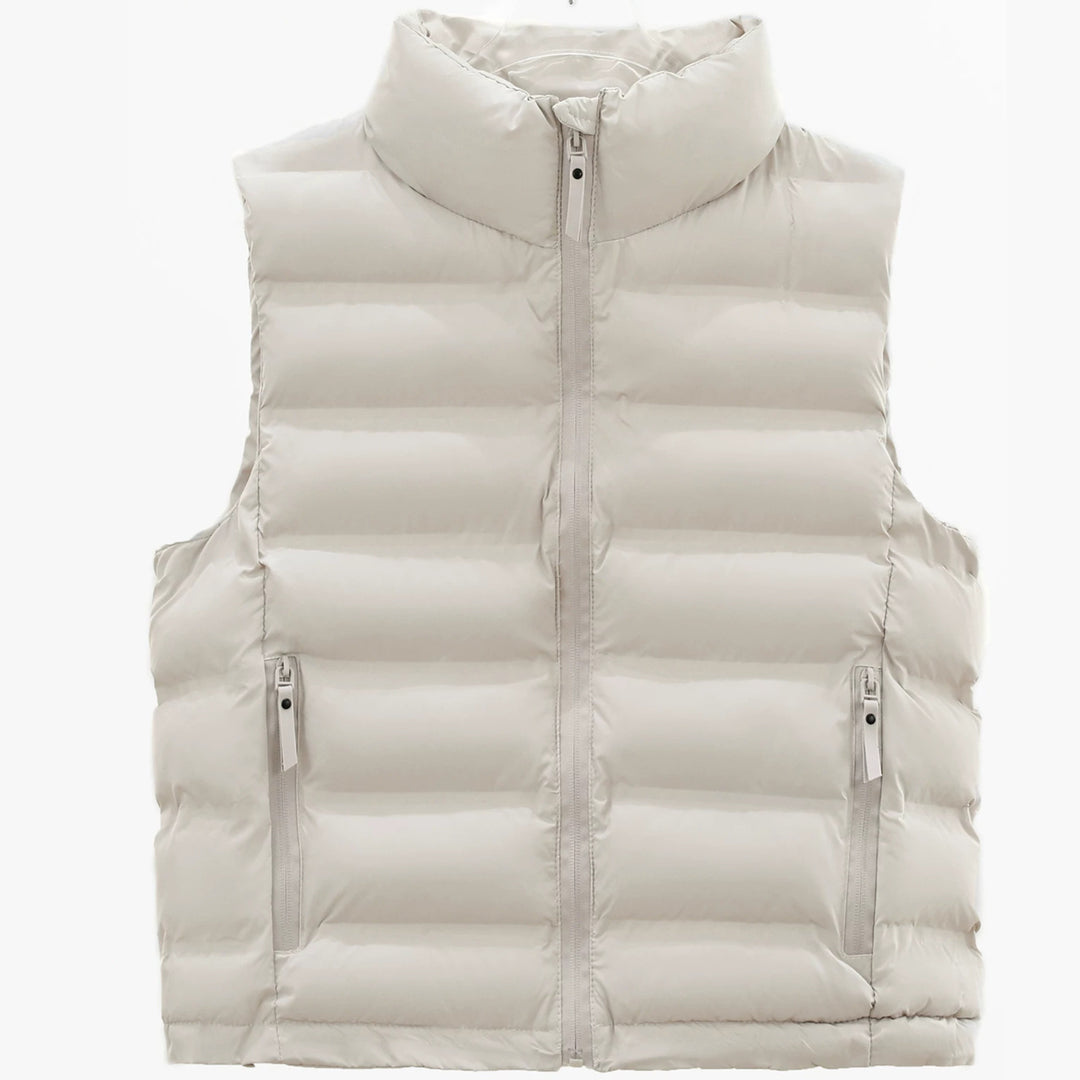 Men's Quilted Down Vest with High Stand Collar and Wind-/Water-Repellent Outer Fabric Mune Fashion