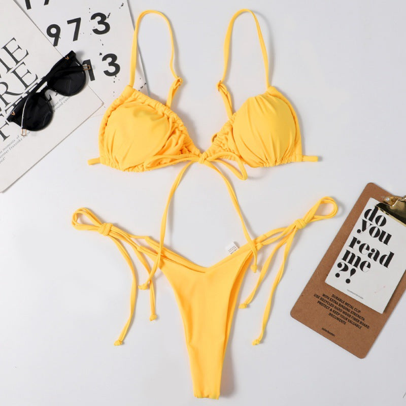 Women's bikini set with adjustable tie straps and fashionable leopard print Mune Fashion