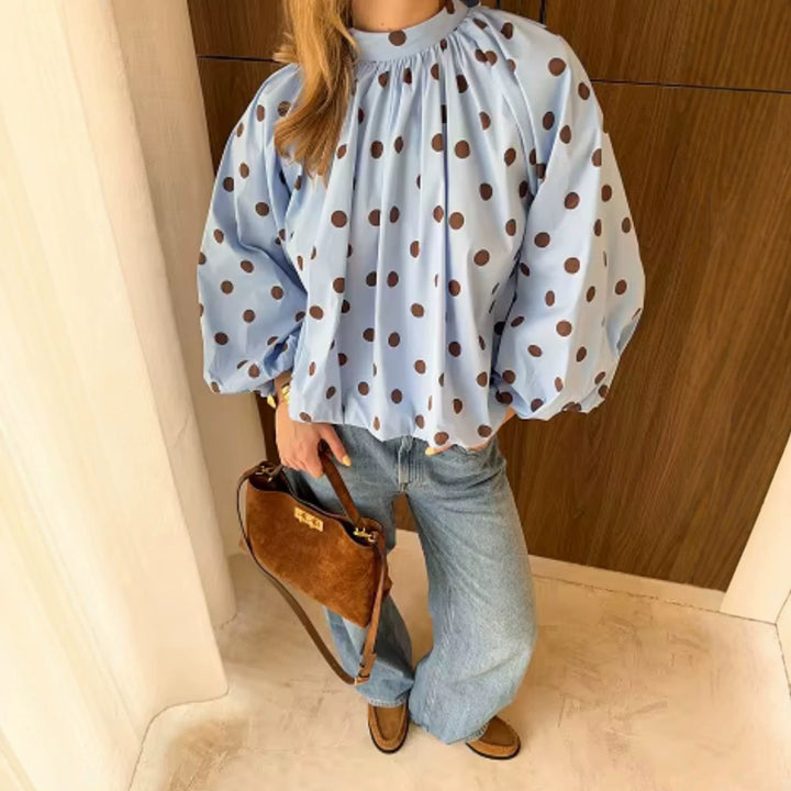 Women Wide Polka Dot Cape in A-Line Cut Made of Lightweight Rain Material Mune Fashion