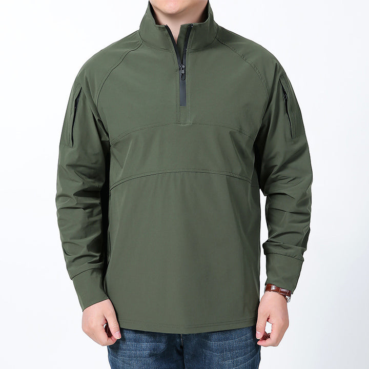 Men's softshell pullover with short zipper, arm pocket, and raglan sleeves Mune Fashion