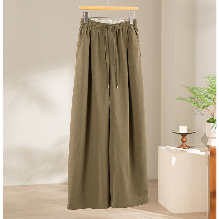 Women's palazzo pants with high elastic waistband, drawstring and flowing width Mune Fashion