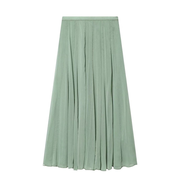 Women's maxi skirt made of pleated chiffon with a high waist and flowing A-line Mune Fashion