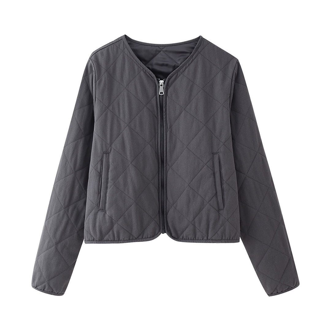 Ladies nano quilted short jacket with diamond quilting, round neck and full zip Mune Fashion
