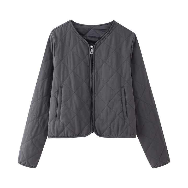 Ladies nano quilted short jacket with diamond quilting, round neck and full zip Mune Fashion