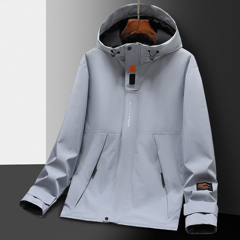 Men's Lightweight Utility Rain Jacket with Hood, Windproof Softshell and Reflective Inserts Mune Fashion