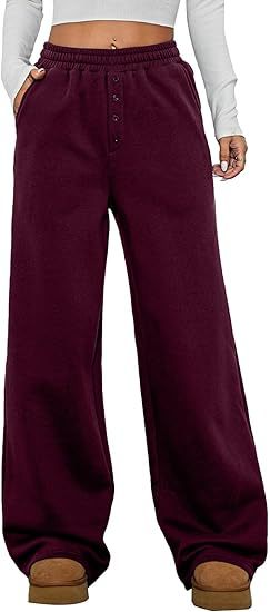 Women's High-Waisted Fleece Lounge Pants with Wide Leg Mune Fashion