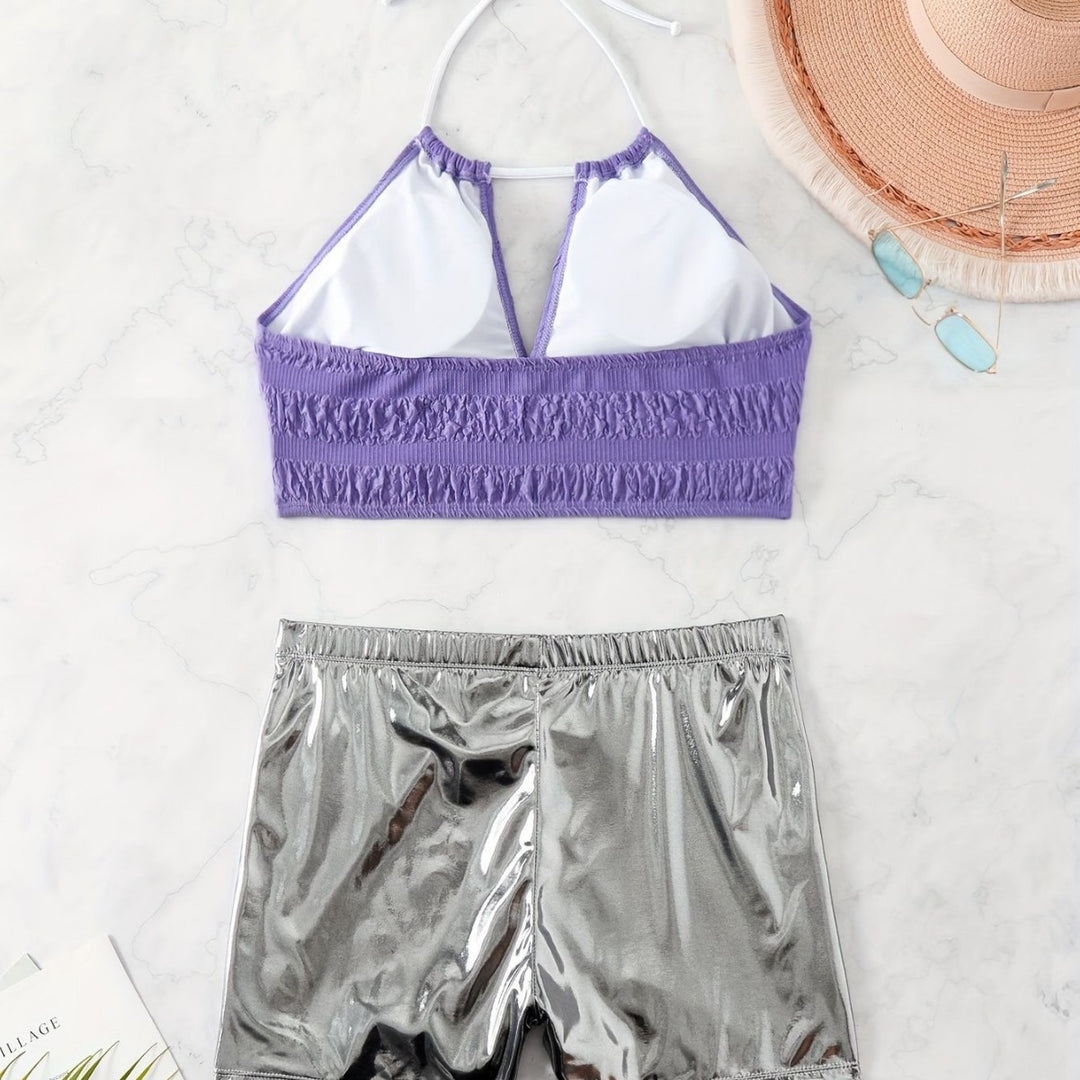 Women’s bikini set with floral top and high-shine shorts Mune Fashion