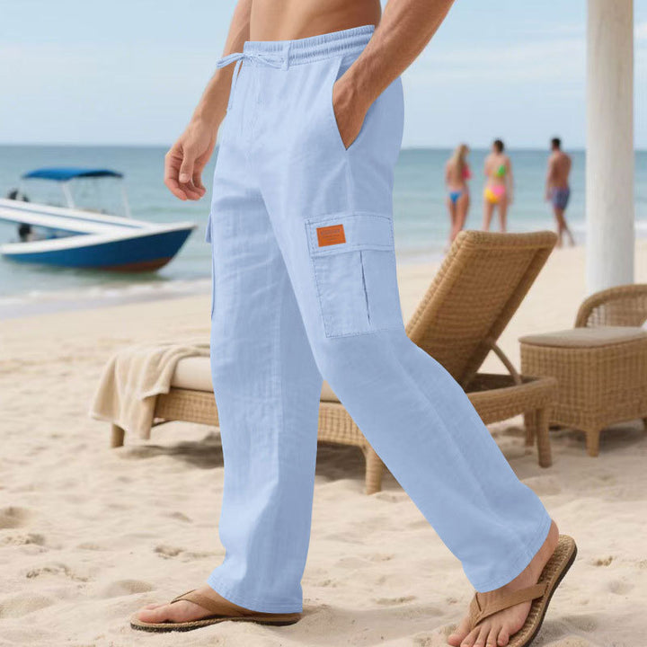 Men's nan maritime beach cargo pants in relaxed fit with elastic drawstring waistband Mune Fashion