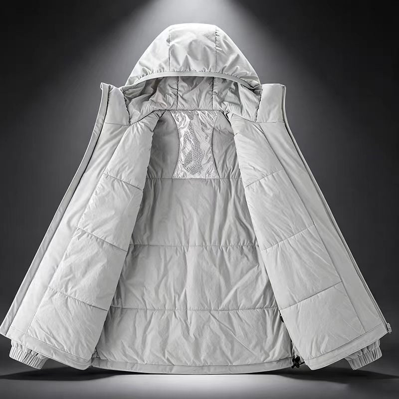 Men's Lightweight Waterproof Softshell Rain Jacket with Hood and Hidden Chest Pocket Mune Fashion