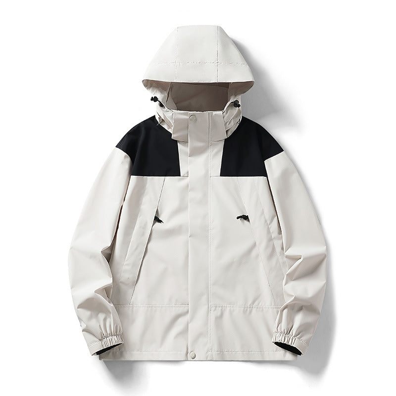 Men's two-tone lightweight softshell outdoor jacket with hood, wind and water-resistant membrane Mune Fashion