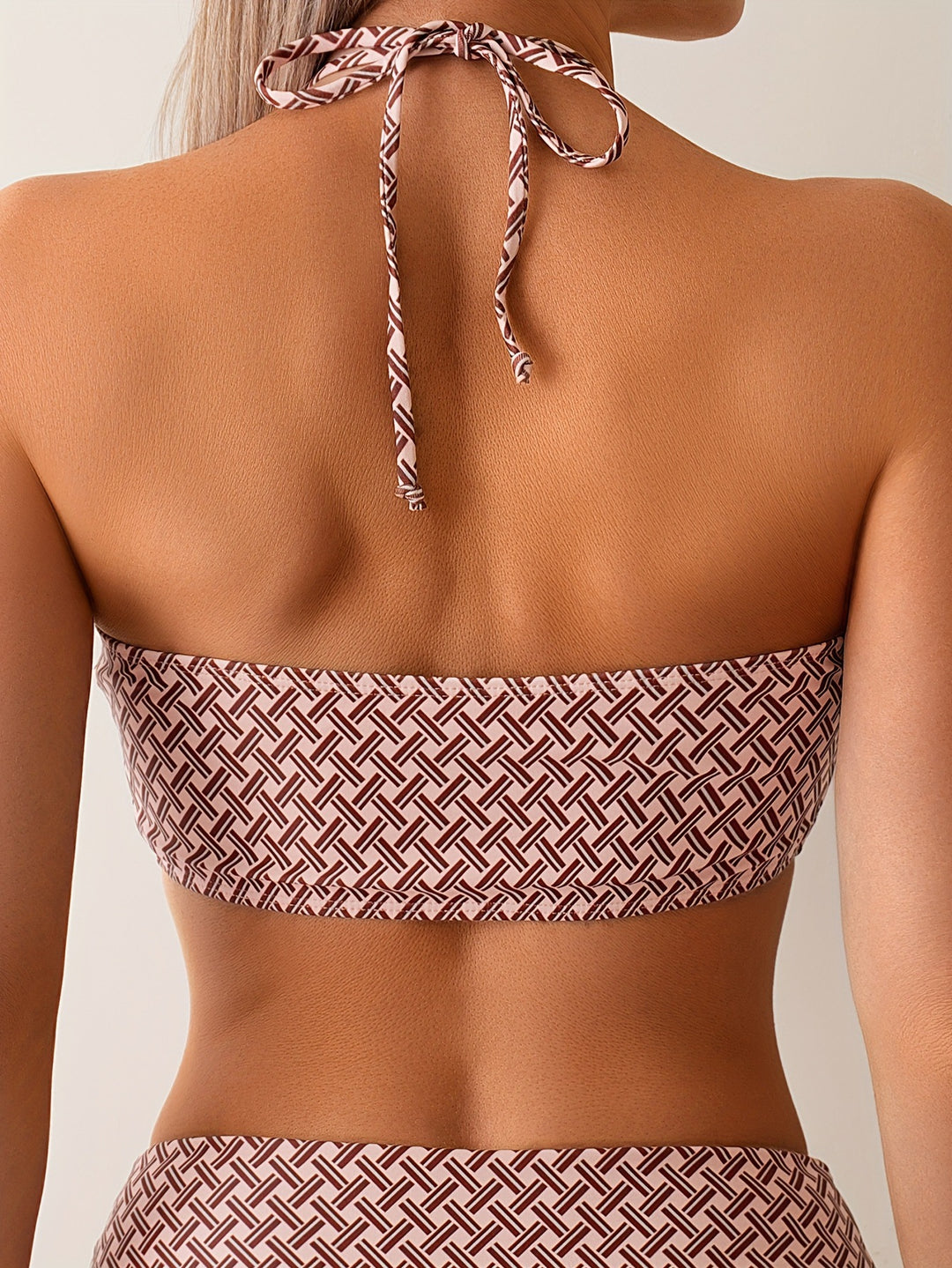 Women's High-Waisted Bikini Set with Decorative Neckline Mune Fashion