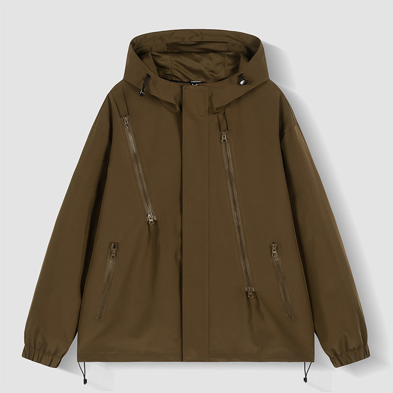Men's nan technical hooded jacket with water-repellent softshell, angled zip pockets, and adjustable hem Mune Fashion