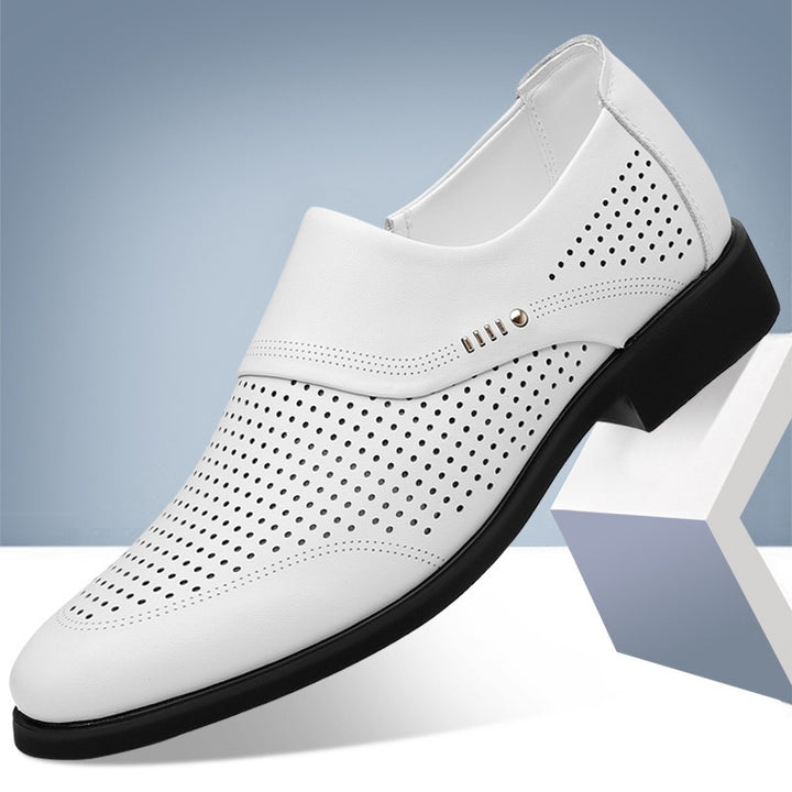 Men's Elegant Slip-On Business Half Shoe with Pointed Toe Cap and Subtle Perforation Mune Fashion